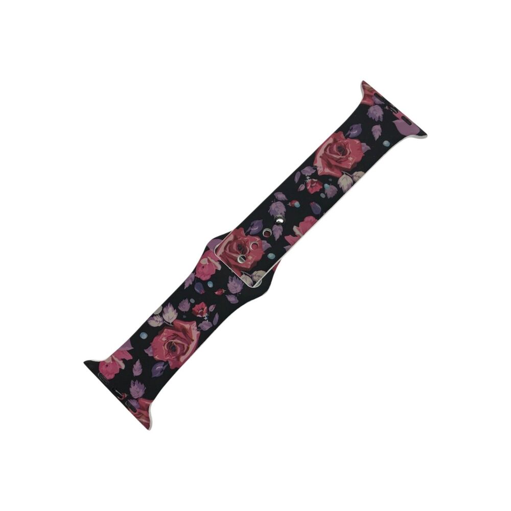Black Pink Rose Floral Band — 42/44mm M/L